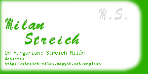milan streich business card
