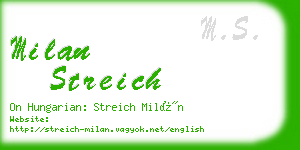 milan streich business card